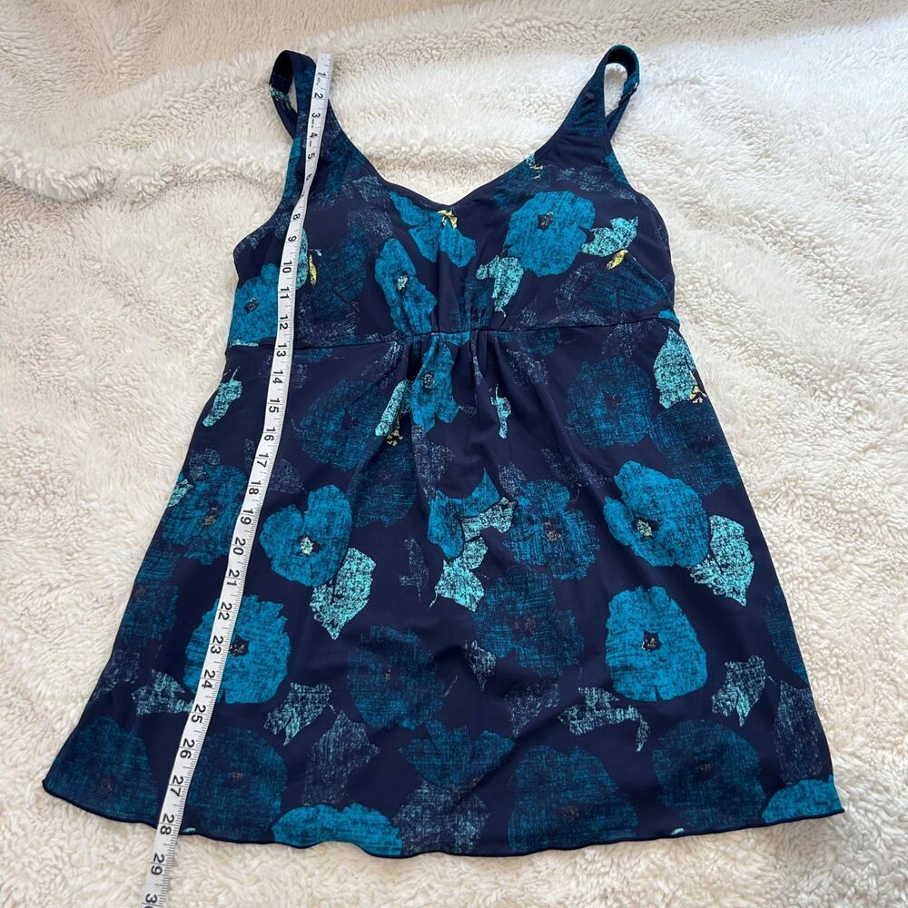 L.L. Bean Women’s Tankini Top Blue Abstract UPF 50 Swimwear 16 Beach Swim Summer - Picture 4 of 5